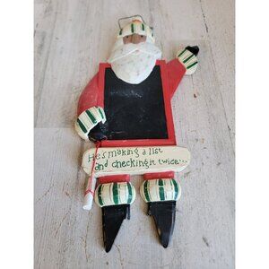 Vintage making a list checking it twice chalkboard Santa hanging Xmas sign